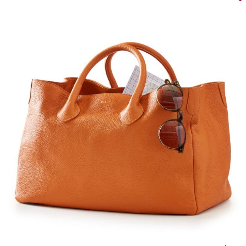 Mark & Graham ELISABETTA SLOUCH LEATHER HANDBAG - Tangerine Pebbled Leather